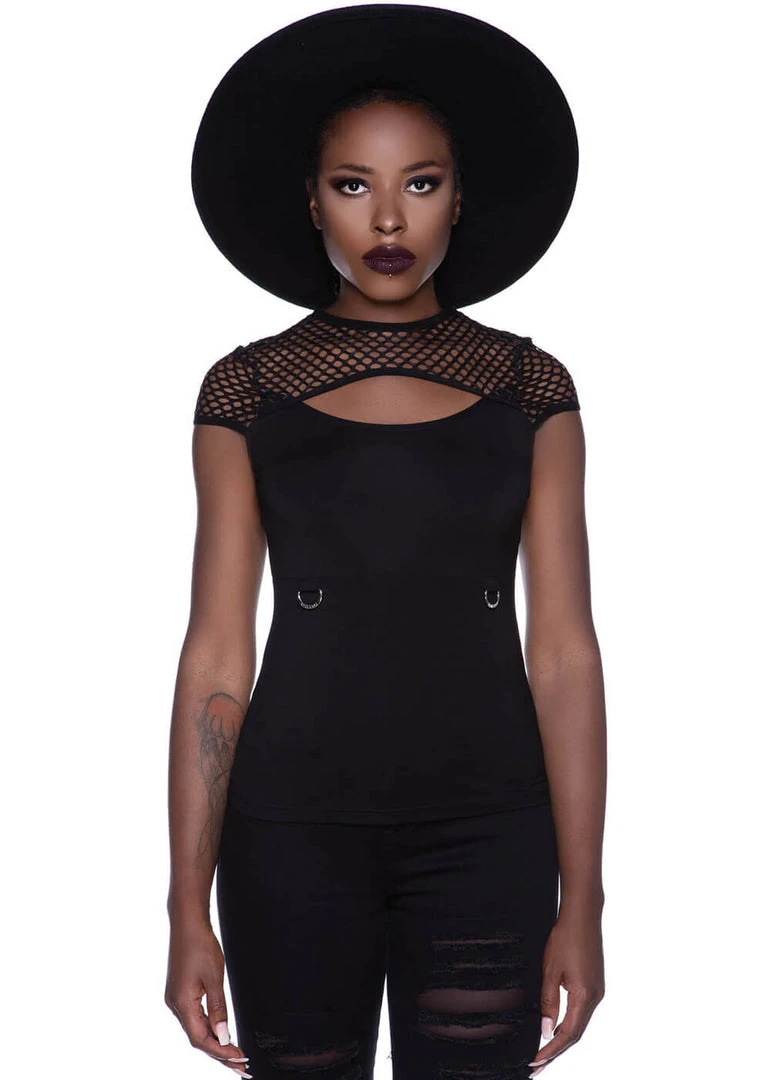 Killstar Ramona Fishet Sleeve Top Black New In