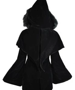 Killstar Nightfever Bat Duffle Coat Black
