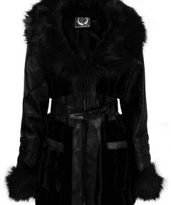 New In Killstar Krystina Faux Fur PU Coat Black