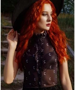 New In Killstar Maggies Star Ruffle 60's Blouse Black