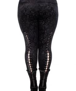 Killstar Bite Me Velvet Leggings Black