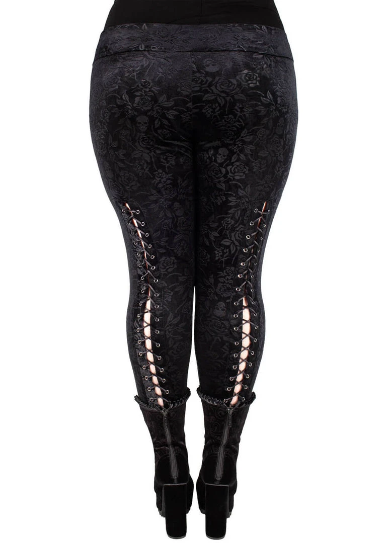 Killstar Bite Me Velvet Leggings Black