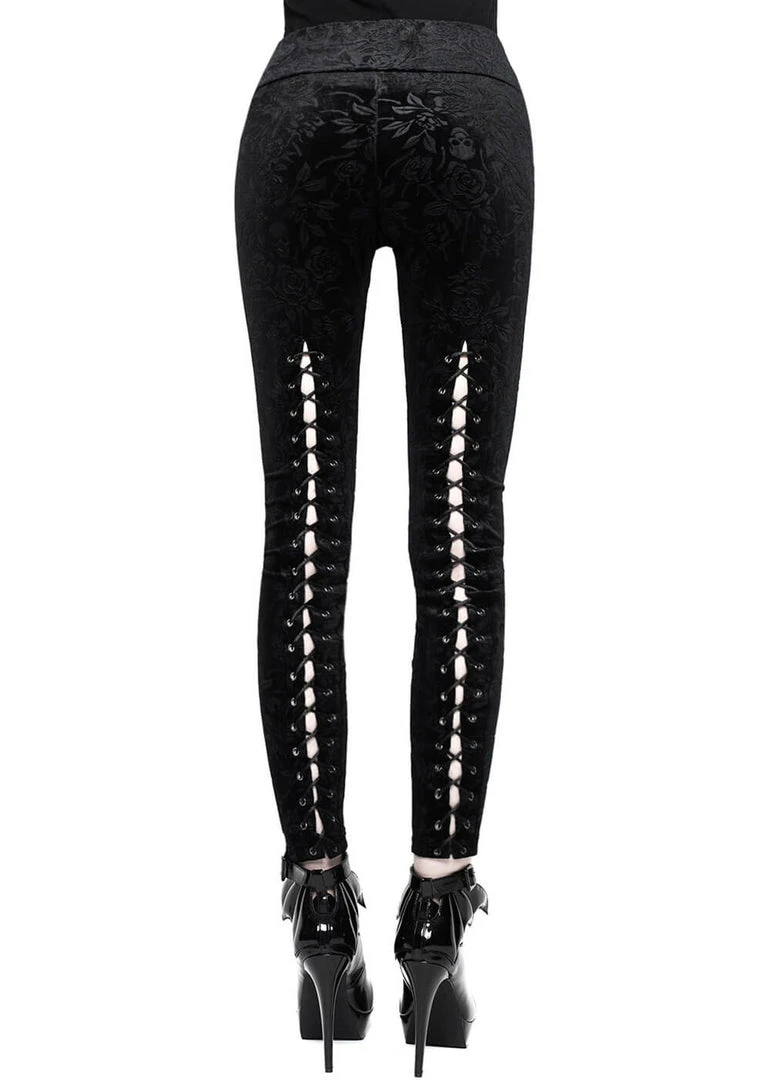 Killstar Bite Me Velvet Leggings Black