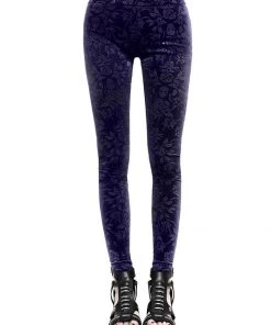 New In Killstar Bite Me Velvet Leggings Plum