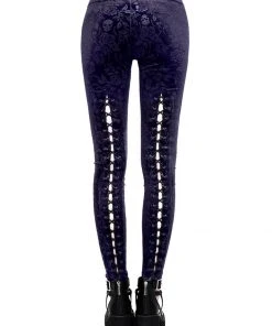 New In Killstar Bite Me Velvet Leggings Plum