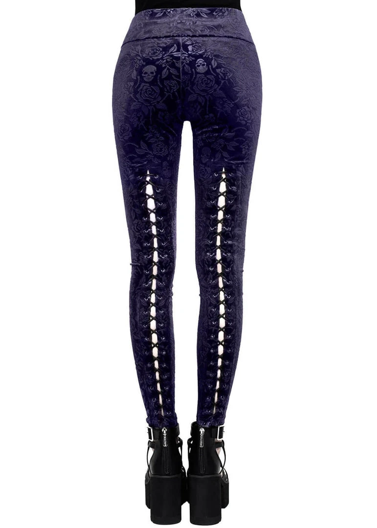 New In Killstar Bite Me Velvet Leggings Plum