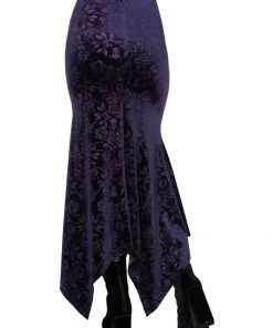 Killstar Roses Are Dead Velvet Maxi Skirt Plum New In