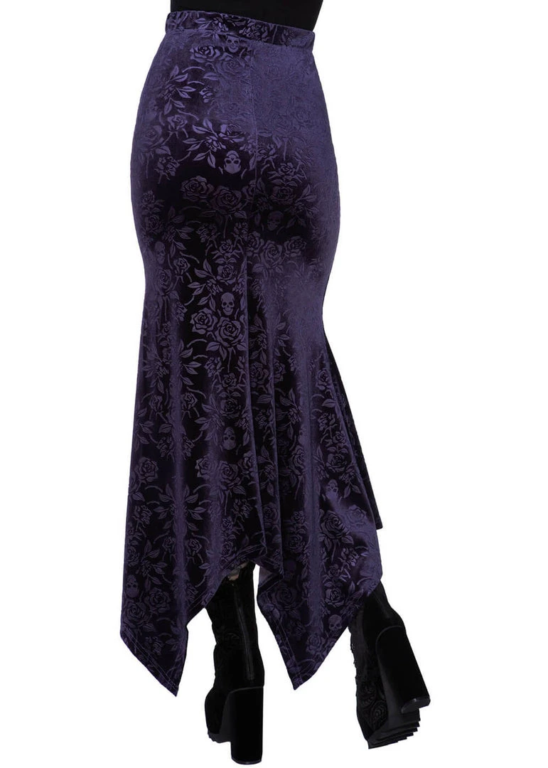 Killstar Roses Are Dead Velvet Maxi Skirt Plum New In