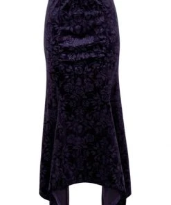 Killstar Roses Are Dead Velvet Maxi Skirt Plum New In