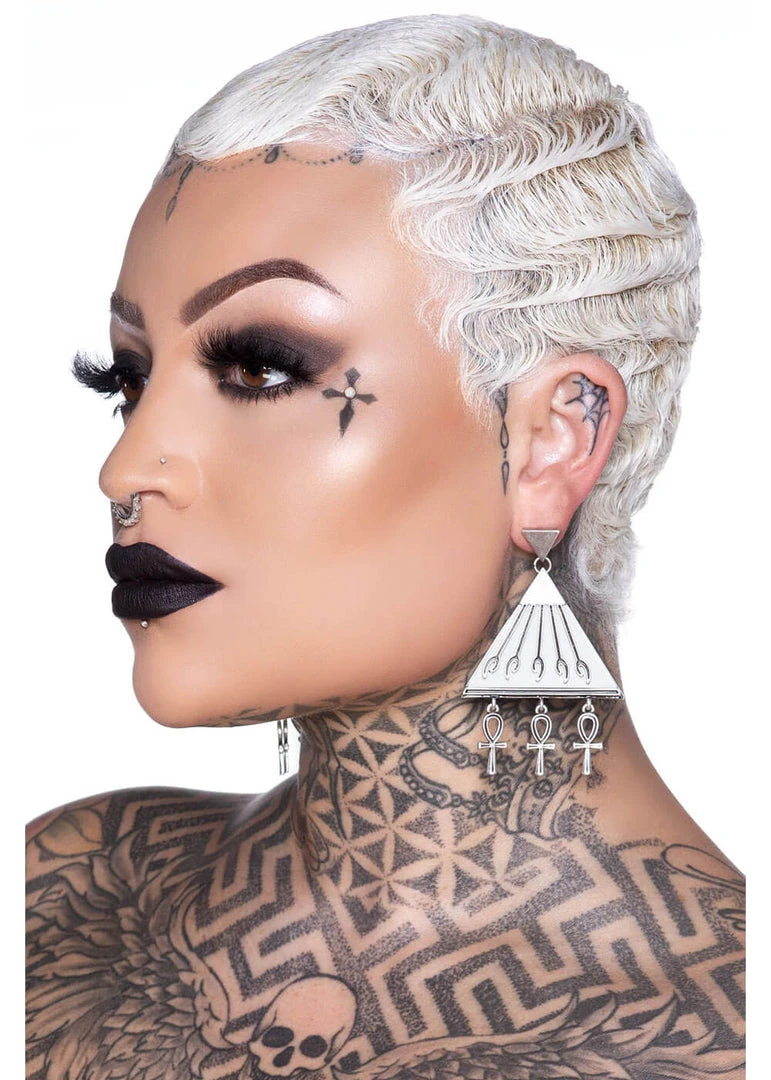 New In Killstar Heaven Sent Ankh Earrings Silver