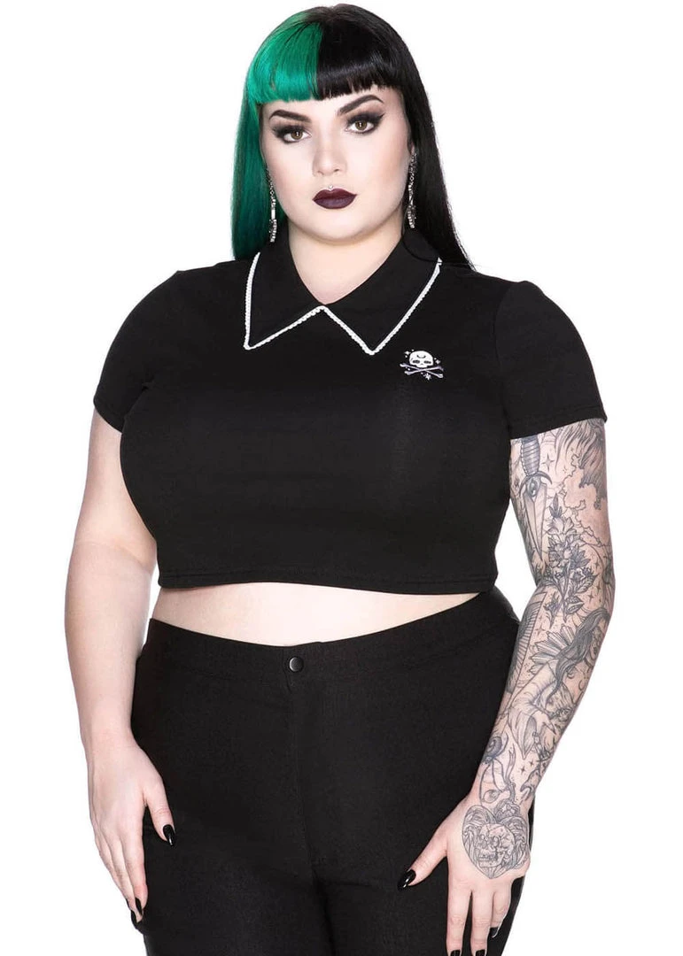 Killstar Dead Dawn Skull Crop Top Black