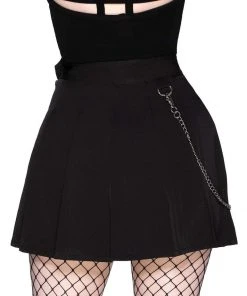 Killstar Sticks N'Stones Skull 80's Mini Skirt Black