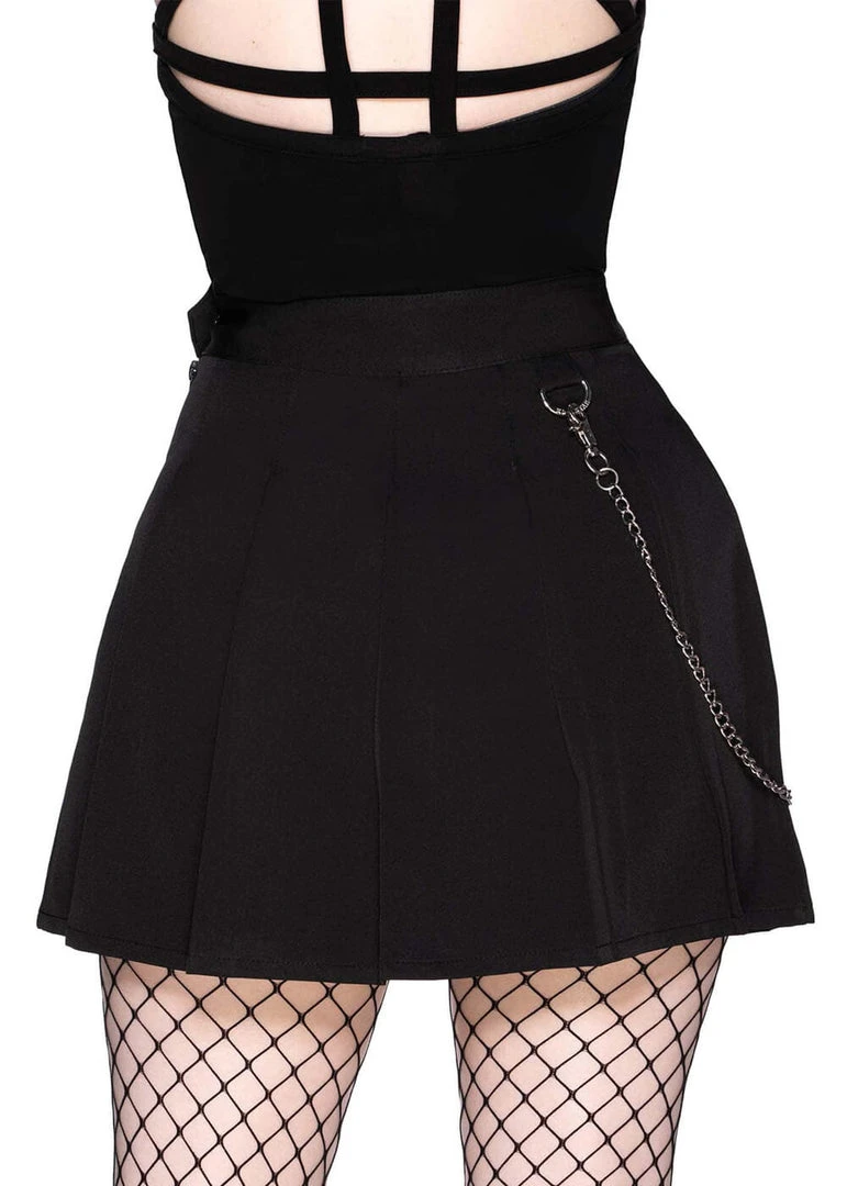 Killstar Sticks N'Stones Skull 80's Mini Skirt Black