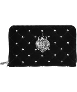 Killstar Unsacred Heart Skull Velvet Wallet Black