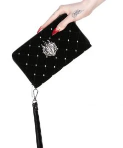 Killstar Unsacred Heart Skull Velvet Wallet Black