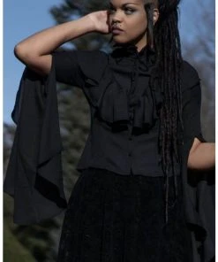 Killstar Moonshrine Ruffle 40's Blouse Black