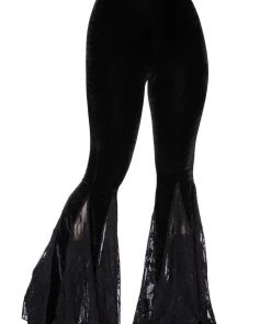 New In Killstar Night Stalker Velvet 70's Flared Trousers Black