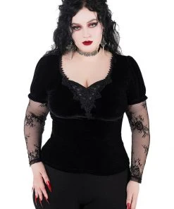 Killstar Spirit Bound Velvet Lace Top Black