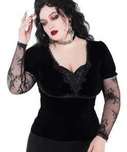 Killstar Spirit Bound Velvet Lace Top Black