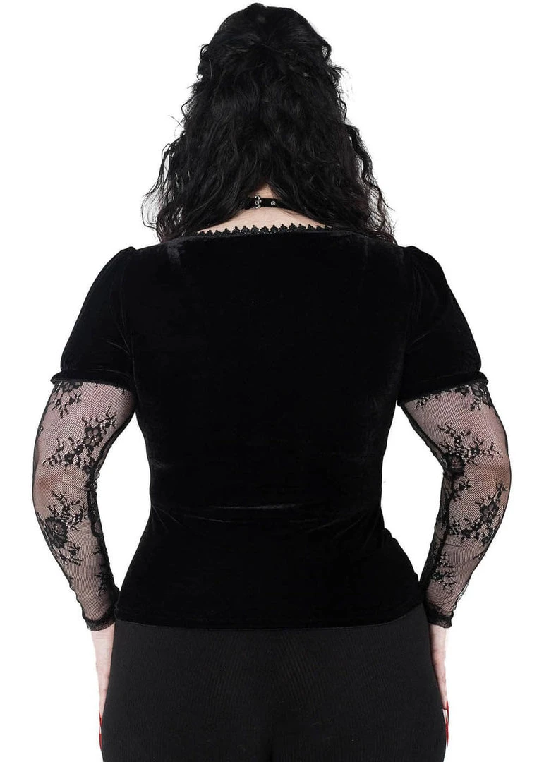 Killstar Spirit Bound Velvet Lace Top Black