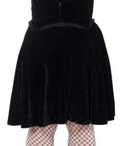 Killstar Dark Lover Velvet Swing Skirt Black