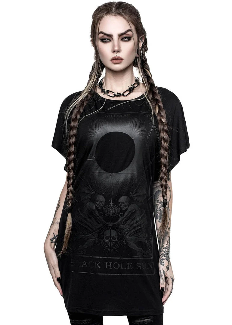 Killstar Black Sun Tunic T-Shirt Dress Black New In