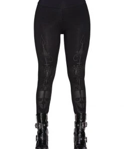 New In Killstar Death Ray Skull Leggings Black