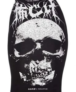 Killstar Fearless Skull Pencil Skirt Black New In