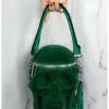 Killstar Grave Digger Velvet Skull Bag Green