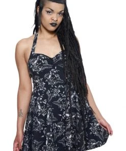 Killstar Aloha From Hell Skulls 60's Skater Dress Black