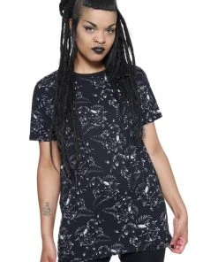 New In Killstar Tsunami Skulls T-Shirt Black