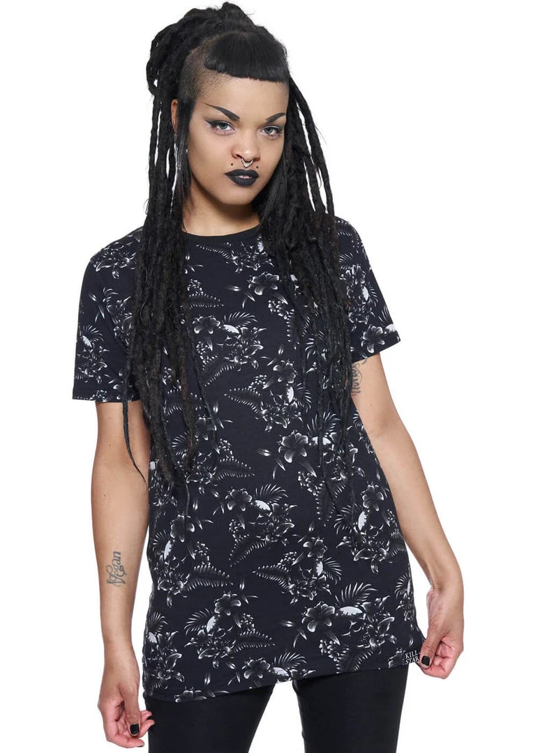 New In Killstar Tsunami Skulls T-Shirt Black
