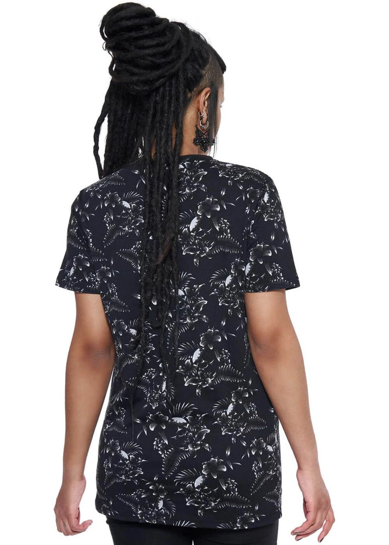 New In Killstar Tsunami Skulls T-Shirt Black