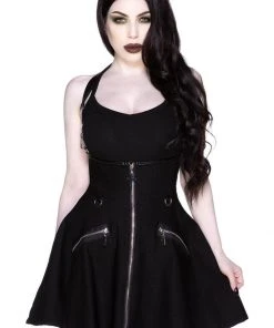 Killstar Dark Flair Skirt With Suspenders Black New In