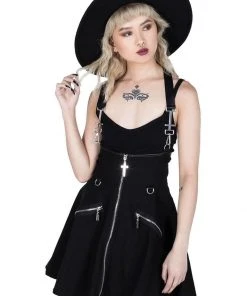 Killstar Dark Flair Skirt With Suspenders Black New In