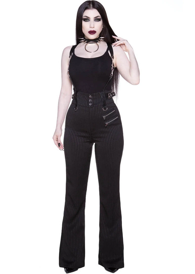 New In Killstar Corporate Misfit Trousers With Suspenders Black