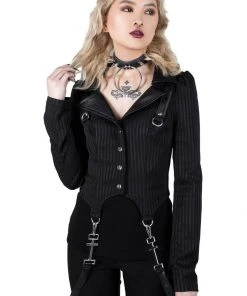 Killstar Office Demon Jacket Black Pinstripe