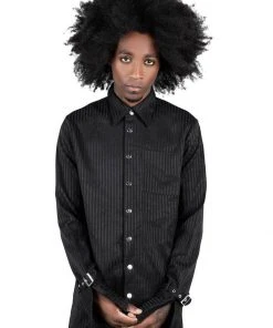 Killstar Mens Embalming Shirt Black Pinstripe New In
