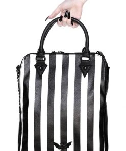 New In Killstar Lines Tag Stripe Bag Black White