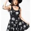 Killstar Heads Rollin' Skulls Skater Dress Black New In