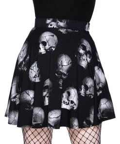 Killstar Miss Mortem Skulls Skater Skirt Black