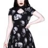 New In Killstar Headspin Collar Skulls Dress Black