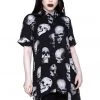 Killstar Headache Skulls Button-Up Shirt Black New In