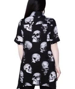 Killstar Headache Skulls Button-Up Shirt Black New In