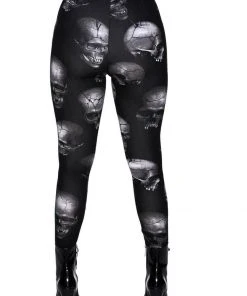 Killstar Headcase Skulls Leggings Black