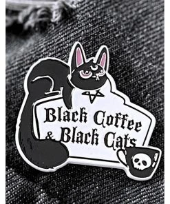 Killstar Coffee & Cats Pin Silver New In