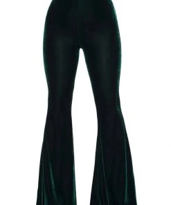 Killstar Moondance Velvet 70's Broek Emerald Green