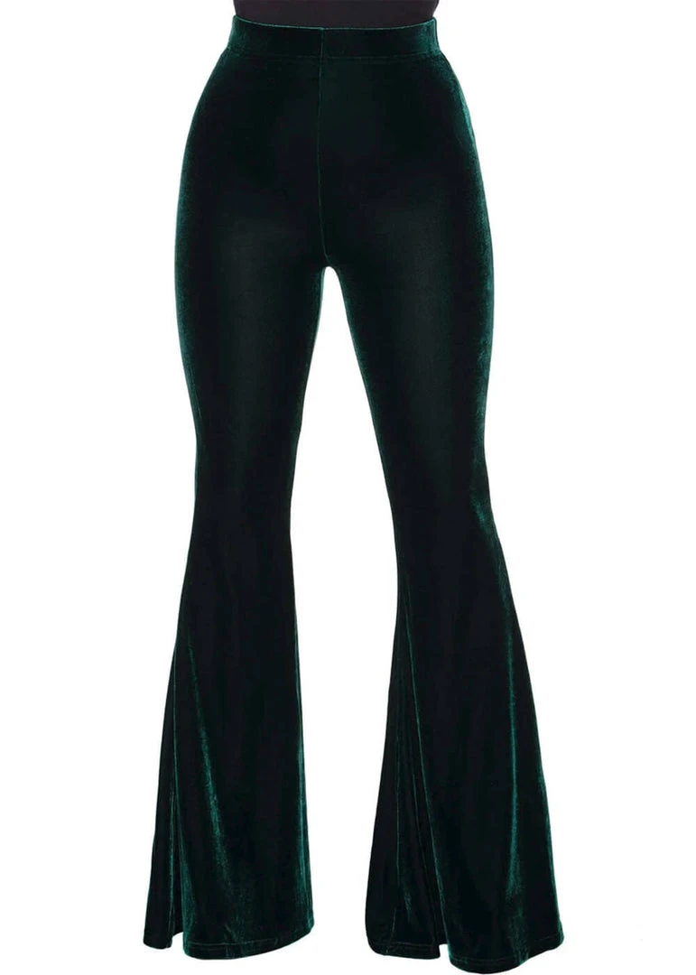 Killstar Moondance Velvet 70's Broek Emerald Green