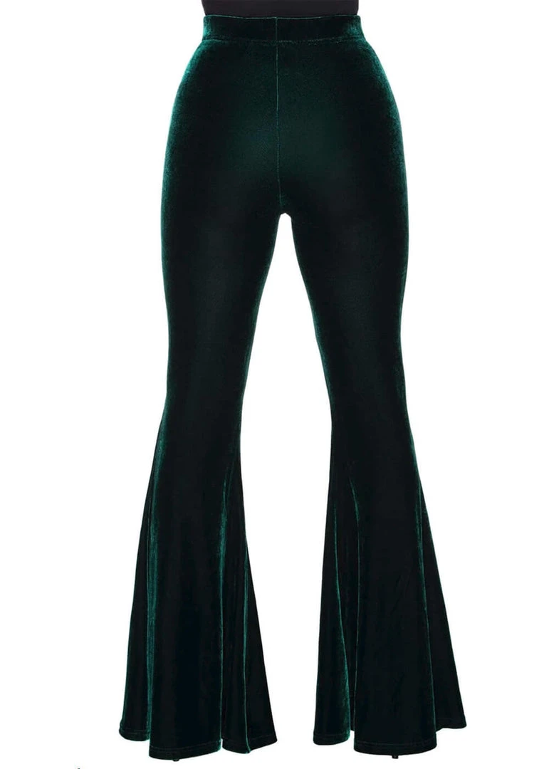 Killstar Moondance Velvet 70's Broek Emerald Green