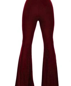 Killstar Moondance Velvet 70's Broek Ruby Red